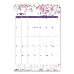 12-Month Colorful Wall Calendar, Passion Floral Artwork, 12 x 17, White/Multicolor Sheets, 12-Month (Jan to Dec): 2026 - 1 of 4