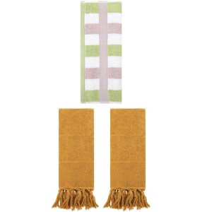 REGALWOVEN 3 Packs Cotton Absorbent Soft Decorative Bathroom Hand Towel Set - 1 of 4