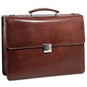 CrookhornDavis Men's Hand Stained Vegetable Tanned Italian Leather Briefcase - 1 of 3