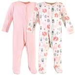 Hudson Baby Infant Girl Cotton Snap Sleep and Play 2pk, Girl Forest