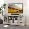 Tangkula 63" Media Console Table w/ 3 Drawers 2 Glass Shelves Cable Holes for Living Room Gray - 2 of 4