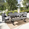Christopher Knight Home Absher Outdoor Wicker and Aluminum 6 Piece Dining Set with Bench - 2 of 4