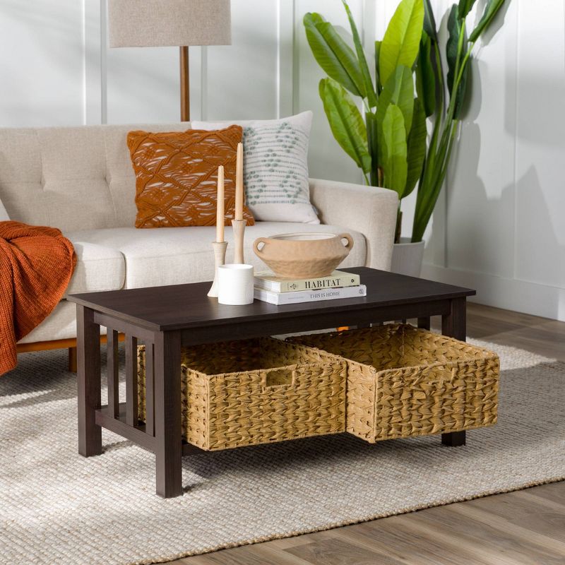 Mission Coffee Table with Woven Baskets - Saracina Home, 3 of 20