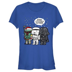 Juniors Womens Star Wars Christmas Boba It's Cold Outside T-Shirt - 1 of 4