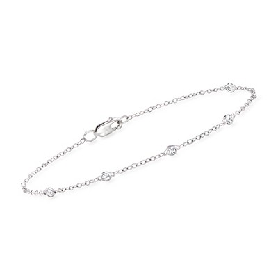 Pure Collection by Ross-Simons 0.20 ct. t.w. Bezel-Set Diamond Station Bracelet in Sterling Silver