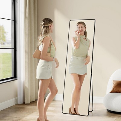 Full Length Mirror, 63 x 20 Inches, Rectangle Full Body Mirror with Stand, for Bedroom, Living Room