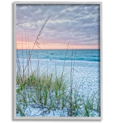Stupell Industries Coastal Sea Grass Sprigs Beach Shore Framed Giclee Art