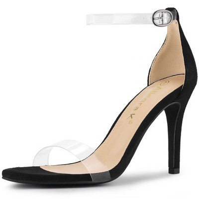 Allegra K Women's Clear Ankle Strap Stiletto Heel Open Toe Sandals