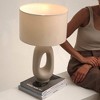 Brightech Artemis Mid-Century (Includes LED Light Bulb) Round Table Lamp Beige Ceramic: Matte Finish, USB Port, Linen Shade, UL Listed, 22" Height - 4 of 4