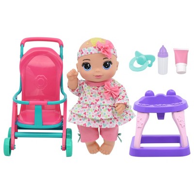 New Adventures: Magic Nursery: 8" Doll Stroll N Scoot Set -Pink