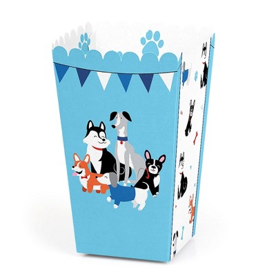 Big Dot of Happiness Pawty Like a Puppy - Dog Baby Shower or Birthday Party Favor Popcorn Treat Boxes - Set of 12