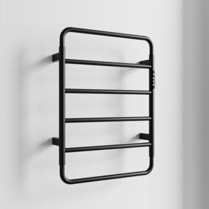 Yukimo 19" Heated Towel Rack with Top Shelf, 3-Bar Wall Mounted Towel Warmer for Bathroom, Intelligent Touch Screen Timer, Plug-in/Hard-Wired, Black - 1 of 4