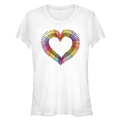 Junior's Crayola Multicolor Heart T-Shirt