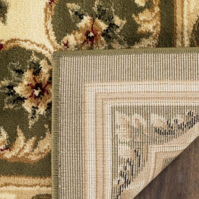 Ivory and Sage Floral Synthetic 9' x 12' Area Rug