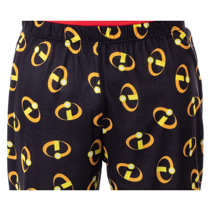 Disney Mens' The Incredibles Logo Sleep Pajama Set Shirt Pants Multicolored, 3 of 5