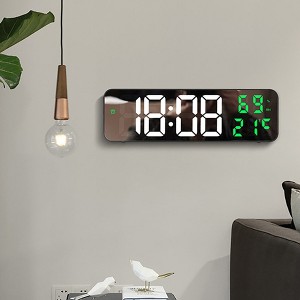 Digital alarm clock, large screen wall mounted electronic alarm clock with temperature and humidity display - 1 of 4