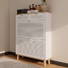 ORRD 2-Door Shoe Cabinet with Drawers - Narrow Freestanding Shoe Organizer with Wood Legs for Entrywa - 2 of 4