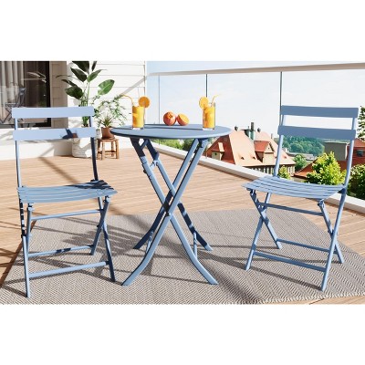 3-Piece Outdoor Bistro Set - Small Iron Patio Table & 2 Chairs, Cafe Dining Set for Balcony, Garden, Apartment, All-Weather Bistro Furniture