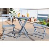 Outdoor 3 Piece Patio Bistro Set, Folding Patio Furniture with 1 Table and 2 Chairs, Outdoor Bistro Set for Balcony, Porch, Garden (Blue) - 2 of 4