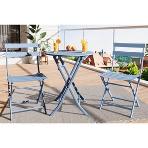 3-Piece Outdoor Bistro Set - Small Iron Patio Table & 2 Chairs, Cafe Dining Set for Balcony, Garden, Apartment, All-Weather Bistro Furniture - 1 of 4