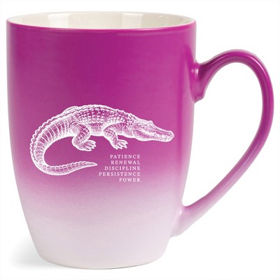 Elanze Designs 12 Ounce Ceramic Decorative Laser Engraved Giftable Novelty Tea Coffee Cup Mug Pink and White Alligator Patience Renewal Discipline