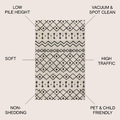 Aksil Moroccan Beni Souk 8' x 10' Cream & Black Area Rug