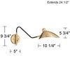 360 Lighting Colborne Mid Century Modern Swing Arm Wall Lamps Set of 2 Brass Black Plug-in Light Fixture Up Down Metal Shade for Bedroom Living Room - 4 of 4