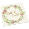 Blue Panda 100 Pack Bride to Be Floral Disposable Paper Napkin 5"x5" Party Supplies Bridal Shower, Pink Green - 4 of 4