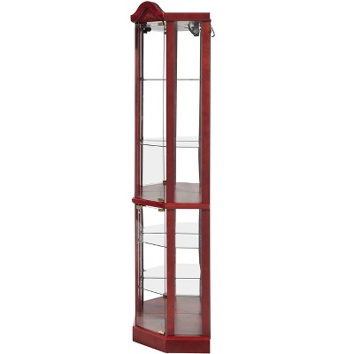 Vynxaria Classical Corner Glass Cabinet with Adjustable Shelves and Elegant Lighting