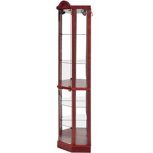 Vynxaria Classical Corner Glass Cabinet with Adjustable Shelves and Elegant Lighting - 1 of 4