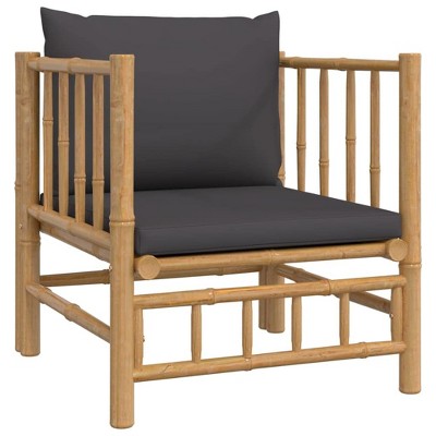 vidaXL Bamboo Patio Sofa with Dark Gray Cushions - Durable Outdoor Furniture with Comfortable Seat Experience and Modular Design