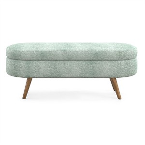 OUTSUPPLY Ottoman Oval Storage Bench with Rubber Wood Legs, Seat with Hidden Storage - 1 of 4