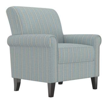 Janet Rolled Armchair Stripe Print Turquoise - Handy Living