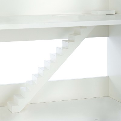 Creamy White Wooden Kids Dollhouse Bookcase with Storage Bins