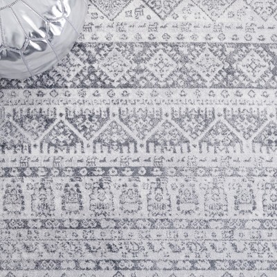 Modern Abstract Gray Square Synthetic Area Rug - 6'7" Easy Care