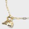 14K Gold Dipped Cubic Zirconia Puffy Heart Charm Initial Necklace - A New Day™ Gold - 4 of 4