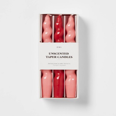 6pk Taper Candle Set Red and Pink - Room Essentials™