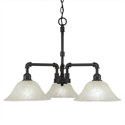 Toltec Lighting Vintage 3 - Light Chandelier in  Dark Granite with 10" Amber Marble  Shade