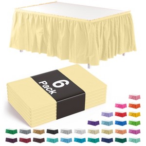 Crown Display 6 pack Disposable Plastic Tableskirts - 29" x 14 Ft ruffled Table Skirt with Adhesive Strip - 6 Count - 1 of 4