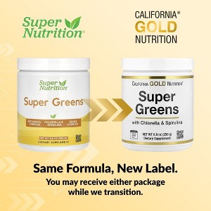 California Gold Nutrition Super Greens with Spirulina, Chlorella, Kelp, and Apple Pectin, 8.8 oz (250 g) - 1 of 4