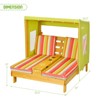 Tangkula Kids Patio Double Chaise Lounge Outdoor Wooden Recliner w/Canopy & Cup Holder - 2 of 4