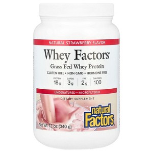 Natural Factors Whey Factors, Grass Fed Whey Protein, Natural Strawberry, 12 oz (340 g) - 1 of 2