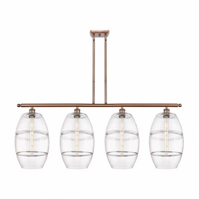 Vaz - 4 Light Stem Hung Island In Industrial Style-19 Inches Tall and 48.25 Inches Wide