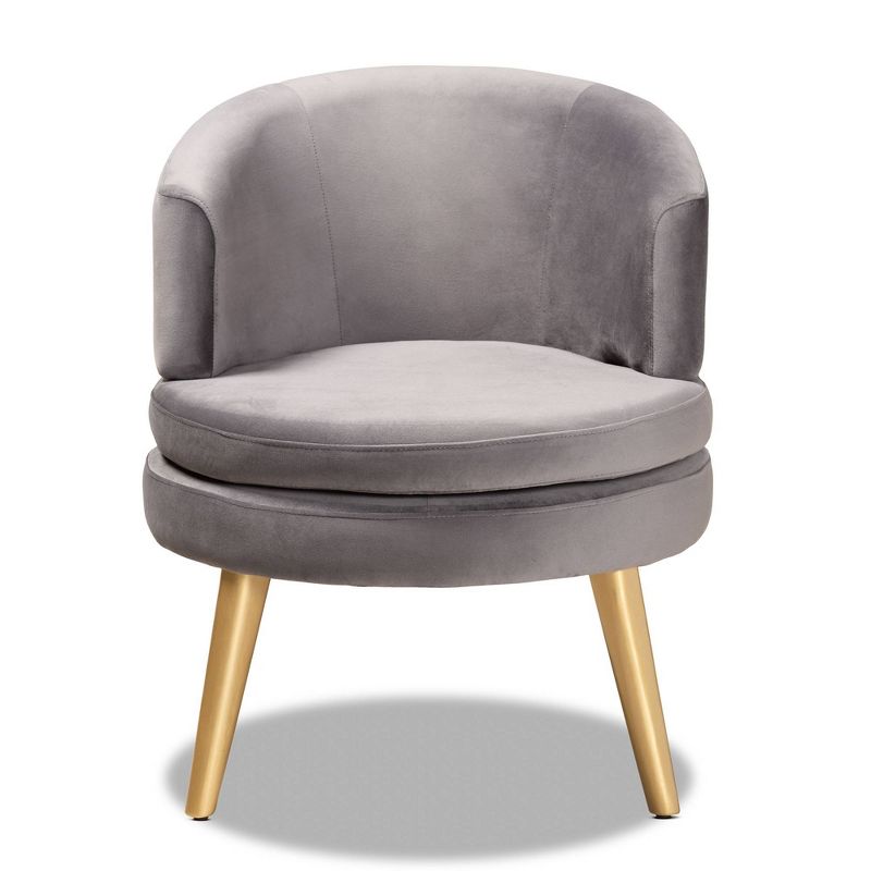 Baptiste Glam and Luxe Velvet Fabric Upholstered Wood Accent Chair - Baxton Studio, 3 of 9