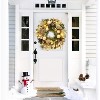 22 Inch Artificial Christmas Wreath, Pre-Lit Xmas Wreath with Ball Ornaments, Gold Leaves, Pine Needles, Winter Wreath for Window Door Fireplace - 2 of 4