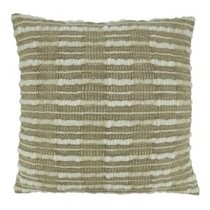 20"x20" Oversize Woven Striped Design Square Throw Pillow Cover Gray - Saro Lifestyle: Zipper Closure, Machine Washable - 1 of 3