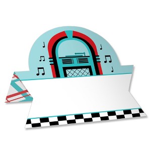 Big Dot of Happiness 50’s Sock Hop - 1950s Rock N Roll Party Tent Buffet Card - Table Setting Name Place Cards - Set of 24 - 1 of 4