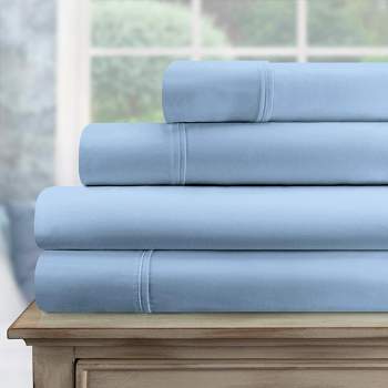 Luxury 700 Thread Count Premium Cotton Sheet Set, Modern Solid Deep Pocket, Includes: One Flat, One Fitted, and Two Pillowcases by Blue Nile Mills