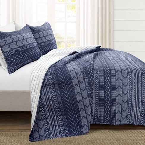 Lush Décor 3pc King Hygge Geo Reversible Cotton Quilt & Sham Set