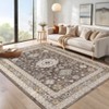 Faux Wool Boho Vintage Floral Printed Area Rug Machine Washable Foldable Ultra Thin Non Slip Stain Resistant Pet Friendly Carpet For Home Decor - 3 of 4